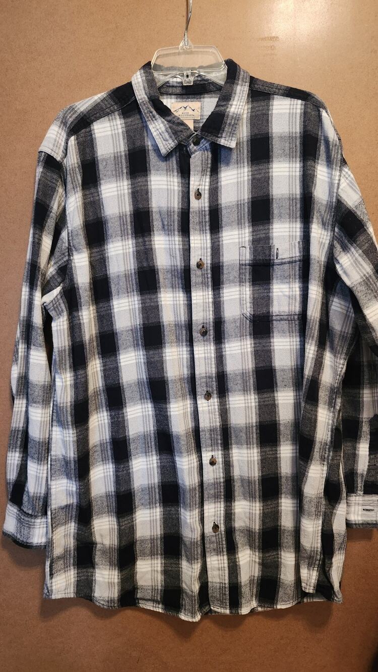 Blue Mountain Mens Plaid Flannel Shirt Long Sleeve Button Down Size XLT Big #526